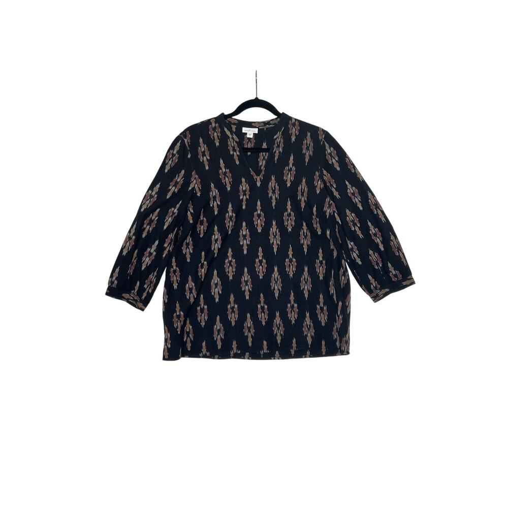 J.Jill Size M Aztec Print Black/Multi Color 3/4 S… - image 1